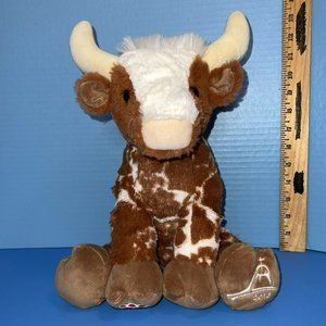 Build A Bear Brown White Longhorn Cow Bull Steer 12" Plush Way Of Lights 2018